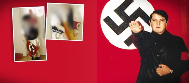 Photographs showing a younger Christos Pappas giving a Nazi salute against a Nazi flag backdop surfaced last October. Now a video has emerged of him showing young children how to give fascist salutes (Photo: Ethnos.gr)